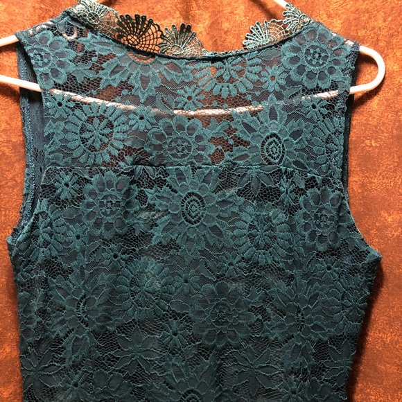 Teal green lace dress - Picture 2 of 4